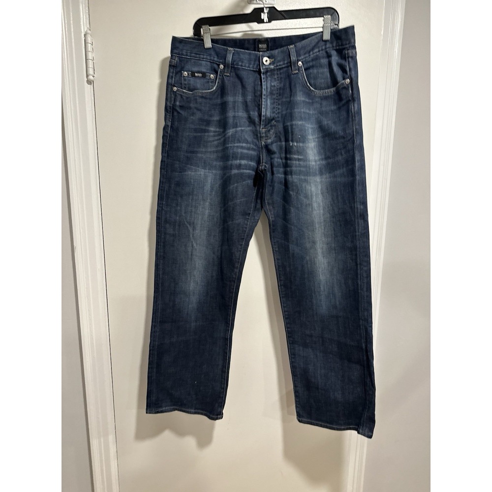 VTG Hugo Boss Jeans 36X32 Dark Wash Denim Baggy Y2k Wide Leg Skater Distressed